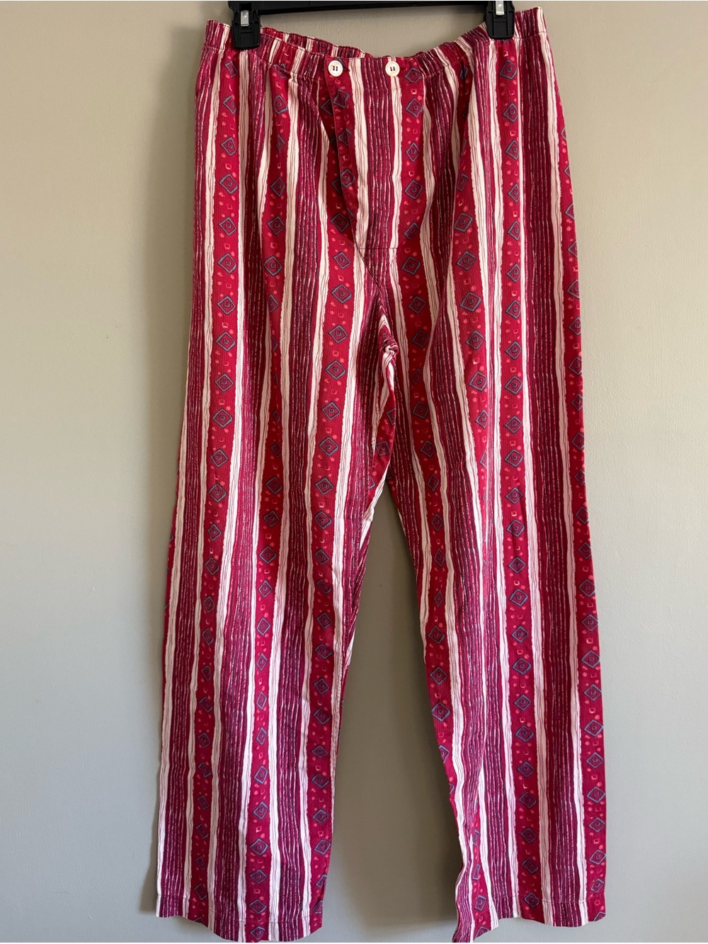 Vintage Lion Track Red Striped Geometric Pull-On Pants Size Small Boho 90s
